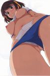 1girl big_breasts blush breasts brown_eyes brown_hair hair haruhisky looking_at_viewer nipples panties short_hair suzumiya_haruhi suzumiya_haruhi_no_yuuutsu underwear