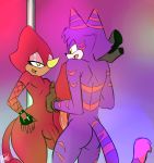  anthro ass big_ass cat chameleon cheshire_thaddeus_felonious clothing duo espio_the_chameleon feline furry girly gloves highres legwear lizard male male/male male_only mammal penis pranky pranky_(artist) reptile scalie sega sonic testicles yaoi 