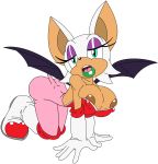 1girl 1girl anthro areola bat big_breasts blue_eyes breasts cleavage clothed clothing erect_nipples frontierbrain furry hair high_res mammal nipple_bulge nipples rouge_the_bat sega simple_background white_background white_hair