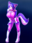 1girl 1girl anthro big_breasts breasts canine clothed clothing fox furry green_eyes hataraki_ari krystal looking_at_viewer mammal nintendo nipple_bulge smile star_fox tagme video_games