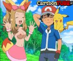  ad advertisement ash_ketchum breasts gif pokecatt pokemon pokemon_xy satoshi_(pokemon) serena serena_(pokemon) source tagme topless 