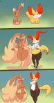 1girl anthro braixen breasts buneary delphox duo fennekin furry immortalstar inner_ear_fluff inverted_nipples lopunny nintendo nipples one_eye_closed orange_eyes pokemon pokemorph pussy red_eyes smile tongue tongue_out video_games wide_hips