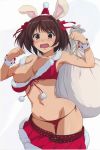 1girl big_breasts blush breasts brown_eyes brown_hair bunny_ears christmas cute hair haruhisky looking_at_viewer miniskirt nipples short_hair suzumiya_haruhi suzumiya_haruhi_no_yuuutsu underwear