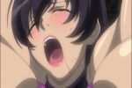  1girl big_breasts black_hair breasts gif gif green_eyes hetero long_hair morino_yuuko nipples tentacle tentacle_and_witches 