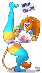 1girl 1girl 2016 anthro areola big_breasts breasts erect_nipples feline furry huge_breasts lion lionalliance mammal navel nipples pussy