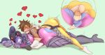 2girls ahegao anus ass futa_on_female futanari goggles gritted_teeth intersex love_hearts multiple_girls overwatch penis pussy sundown testicles tracer_(overwatch) vaginal widowmaker yuri