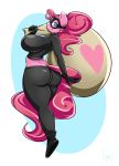 1girl 2016 anthro anthrofied ass blue_eyes clothed clothing earth_pony equine friendship_is_magic furry hair heart highres horse long_hair mammal my_little_pony pink_hair pinkie_pie_(mlp) pony sanders smile