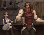 1boy 1girl big_breasts breasts cleavage dwarf human katiethemoo world_of_warcraft