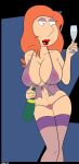  bottle breasts champane crocsxtoons_(artist) drunk family_guy g_string huge_breasts lois_griffin negligee nipples pussy see_through semi_nude stockings 