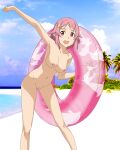 1girl 1girl 1girl ;d areola ass blue_flower blue_ribbon braid breasts cleavage erect_nipples feathers feet floating_hair flower full_body green_flower hair_feathers hair_flower hair_ornament hibiscus high_resolution innertube leaning_forward leg_lift lisbeth lisbeth_(sao-alo) looking_at_viewer medium_breasts navel nipples no_bra nopan nude nude_filter one_arm_up one_eye_closed open_mouth orange_eyes outdoor_nudity outside pink_flower pink_hair pussy red_flower rose shinozaki_rika short_hair simple_background smile sparkle_background standing sword_art_online sword_art_online:_alicization sword_art_online:_code_register thighs third-party_edit tied_hair toes uncensored very_high_resolution water white_background white_flower white_rose wink イルカ ソードアート・オンライン_コード・レジスタ ソードアート・オンラインⅱ ピンクの瞳 ピンク髪 海 砂浜