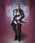 armor big_breasts breasts dagger eleonore_(artist) nintendo nipples princess_zelda the_legend_of_zelda twilight_princess weapon xianetta