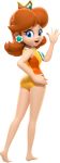 1girl 1girl 1girl 3d ass barefoot full_body grey_background leotard mario_&_sonic_at_the_olympic_games mario_&_sonic_at_the_rio_2016_olympic_games nintendo official_art princess_daisy super_mario_bros. super_mario_bros.
