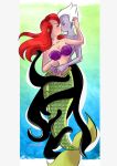  2girls blush breasts closed_eyes disney hair hugging kissing long_hair love mermaid multiple_girls mutual_yuri princess_ariel pronon1990_(artist) red_hair the_little_mermaid ursula yuri 