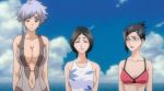 anime beach bleach breasts cleavage glasses isane_kotetsu nanao outside retsu_unohana screenshot standing swimsuit