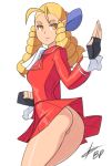 1girl ass bigdead93 blonde_hair kanzuki_karin long_hair looking_at_viewer miniskirt pussy street_fighter upskirt yellow_eyes