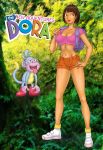 ayamizumi ayamizumi_(artist) big_breasts boots_(dora_the_explorer) breasts cleavage dora_marquez dora_the_explorer latina mexican monkey nick_jr. nickelodeon voyeur