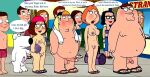 blushing brian_griffin chris_griffin dialogue erection family_guy lois_griffin meg_griffin peter_griffin public_nudity puffy_pussy red_anus uso_(artist)