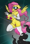 1girl 1girl 2016 absurd_res anthro anthrofied armpits atryl blush boots breasts clothing edit equine fluttershy_(mlp) footwear friendship_is_magic furry gloves high_res imminent_rape mammal mask mrponeswildride my_little_pony nipple_bulge pasties pegasus tentacle titty_vixen_(character) wings