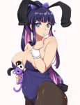 1girl big_breasts blue_eyes blue_hair blush breasts bunny_ears bunny_girl cute female_only hair long_hair looking_at_viewer moisture_(chichi) multicolored_hair nipples panty_&_stocking_with_garterbelt stocking_(psg) stocking_anarchy tail two_tone_hair white_background