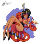 1girl big_breasts bigdead93 breast_sucking breasts eliza_(skullgirls) lab_zero_games nude sekhmet_(skullgirls) sex skullgirls tail_sex vaginal