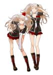  2girls black_boots blonde_hair boots breasts cleavage cross-laced_footwear danganronpa enoshima_junko freckles highres ikusaba_mukuro junko_enoshima knee_boots lace-up lace-up_boots long_hair long_legs looking_at_viewer md5_mismatch mukuro_ikusaba multiple_girls nail_polish necktie one_eye_closed redjuice siblings simple_background sisters smile spoilers twins twintails white_background 