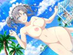 4:3_aspect_ratio asuka_(senran_kagura) big_breasts blue_eyes blue_sky breasts cleft_of_venus completely_nude grey_hair groin homura_(senran_kagura) innie maid_headdress nipples nude nude_filter outside paipan partially_submerged pussy senran_kagura shinobi_master_senran_kagura:_new_link sky smile sunlight third-party_edit tied_hair twin_tails wading water yumi_(senran_kagura)