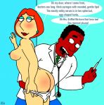  blushing crossover dialogue dr._julius_hibbert family_guy lois_griffin needle piss puffy_pussy red_anus soiled_panties the_simpsons uso_(artist) 