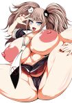  breasts danganronpa enoshima_junko female gigantic_breasts junko_enoshima nail_polish necktie nipples panties t-heaven twintails underwear 