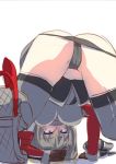 1girl ass bismarck_(kantai_collection) black_panties blonde_hair blue_eyes blush breasts kantai_collection large_breasts long_hair military military_hat military_uniform panties tears tenken_(gotannda) thighs top-down_bottom-up twitter underwear