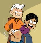 ass bent_over black_hair female freckles latina lincoln_loud looking_down male pants_down ponytail red_ass ronnie_anne_santiago scobionicle99 short_hair smile spanked spanking the_casagrandes the_loud_house white_hair