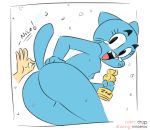 1girl 1girl anthro ass blue_fur breasts cartoon_network cat drugs_(artist) fangs feline fur furry looking_at_viewer looking_back mammal mature_female milf nicole_watterson ninoeros nipples nude open_mouth parent tears the_amazing_world_of_gumball tongue trophy