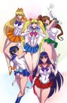 5_girls 5girls aino_minako ami_mizuno ass big_ass big_breasts bishoujo_senshi_sailor_moon breasts choker clothed elbow_gloves female female_only gloves hino_rei kino_makoto makoto_kino minako_aino mizuno_ami panties pop-lee rei_hino sailor_jupiter sailor_mars sailor_mercury sailor_moon sailor_moon_(series) sailor_venus serafuku skirt skirt_lift tiara tsukino_usagi usagi_tsukino