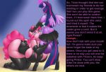 2girls anthro breasts deepthroat fellatio female female_only femsub friendship_is_magic furry futa_on_female futadom futanari hair huge_ass huge_breasts huge_testicles long_hair manip misterman4_(manipper) my_little_pony oral phurie pinkie_pie spiral_eyes text twilight_sparkle