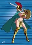 axel-rosered big_breasts breasts gladiator one_piece rebecca_(one_piece) shield sword weapon