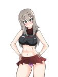 1girl ass big_breasts blush breasts erika_itsumi girls_und_panzer hip_grab hips inkrait_(artist) looking_at_viewer navel panties thick_thighs thighs wide_hips