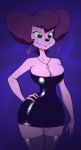 1girl 1girl 2016 anthro big_breasts breasts canine cleavage clothed clothing disney dress ear_piercing furry goof_troop mammal mature_female peg_pete piercing rogerbacon smile