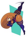  1girl alternate_costume cosplay furry impossible_clothes leotard psylocke psylocke_(cosplay) revealing_clothes sandy_cheeks spongebob_squarepants 