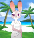 1girl 1girl 2016 anthro beach bouncing_breasts breasts buckteeth clothed clothing clothing_lift day disney flashing fur furry gif grass grey_fur jeans judy_hopps krayboost lagomorph mammal multicolored_fur navel nipples one_eye_closed open_mouth outside pants purple_eyes rabbit seaside shirt shirt_lift smile smirk teeth two_tone_fur water wink zootopia