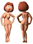  3d animation_gangstar ass big_breasts breasts family_guy hands_on_hips lois_griffin nude redhead shaved_pussy white_background 