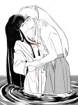 anime breasts canon_couple inuyasha inuyasha_(character) kikyo kissing manga see-through