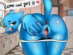 1girl 1girl anthro anus ass black_eyes cartoon_network cat clothed clothing feline furry looking_back mammal nicole_watterson open_mouth presenting presenting_hindquarters pussy the_amazing_world_of_gumball wasajoke