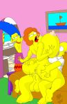 affair big_ass big_breasts big_penis big_testicles breasts cheating dat_ass homer_simpson huge_breasts marge_simpson maude_flanders maxtlat milf nipples penis pussy sex the_simpsons yellow_skin