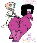 2016 24horas.cl amethyst amethyst_(steven_universe) anus ass big_ass big_legs dat_ass dildo edit english_text feet garnet garnet_(steven_universe) glasses legs pale_skin pearl pearl_(steven_universe) soles spread_ass steven_universe white_skin