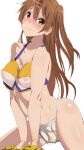 1girl big_breasts blush breasts brown_eyes brown_hair cheerleader chuunibyou_demo_koi_ga_shitai! cute hair kiiro_no_nantoka long_hair looking_at_viewer nibutani_shinka nipples smile