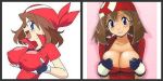  breasts hand_bra happy haruka_(pokemon) looking_at_viewer may pokemon smile tsumitani_daisuke 