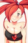 ;) asuna_(pokemon) blush breasts deviantart flannery pokemon pose smile wink