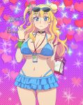 1girl big_breasts bikini blonde_hair blue_eyes breasts curvy cute galko hair heart long_hair looking_at_viewer oshiete!_galko-chan sunglasses