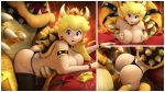 3d ass big_ass big_breasts blonde_hair blue_eyes bowser breasts crown cum cum_inside erection female from_behind koopa male nipples penis princess_peach scalie super_mario_bros. topless urbanator