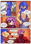  1girl abs absurd_res anthro ass comic dreamcastzx1 furry hedgehogs high_res joykill male sega shower sonia_the_hedgehog sonic_the_hedgehog sonic_underground text 