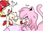  aeris_(vg_cats) breasts crossover feline feline_humanoid furry perverted_bunny pink_fur polly_esther pussy pussylicking samurai_pizza_cats vg_cats webcomic 